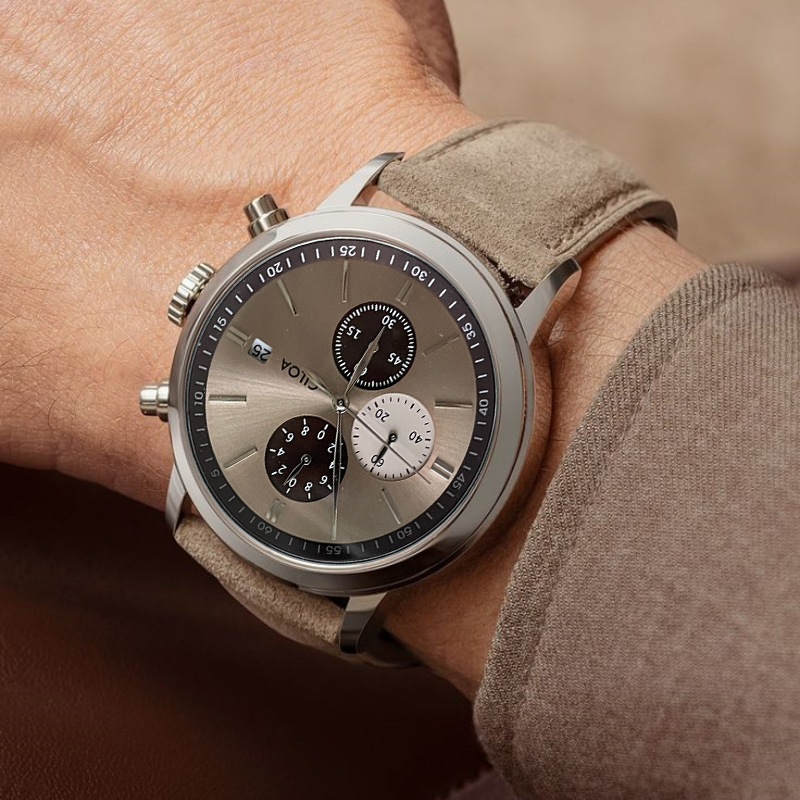 CILOA-Men Chronograph Watch Da - Suede Strap Watch recension och pris